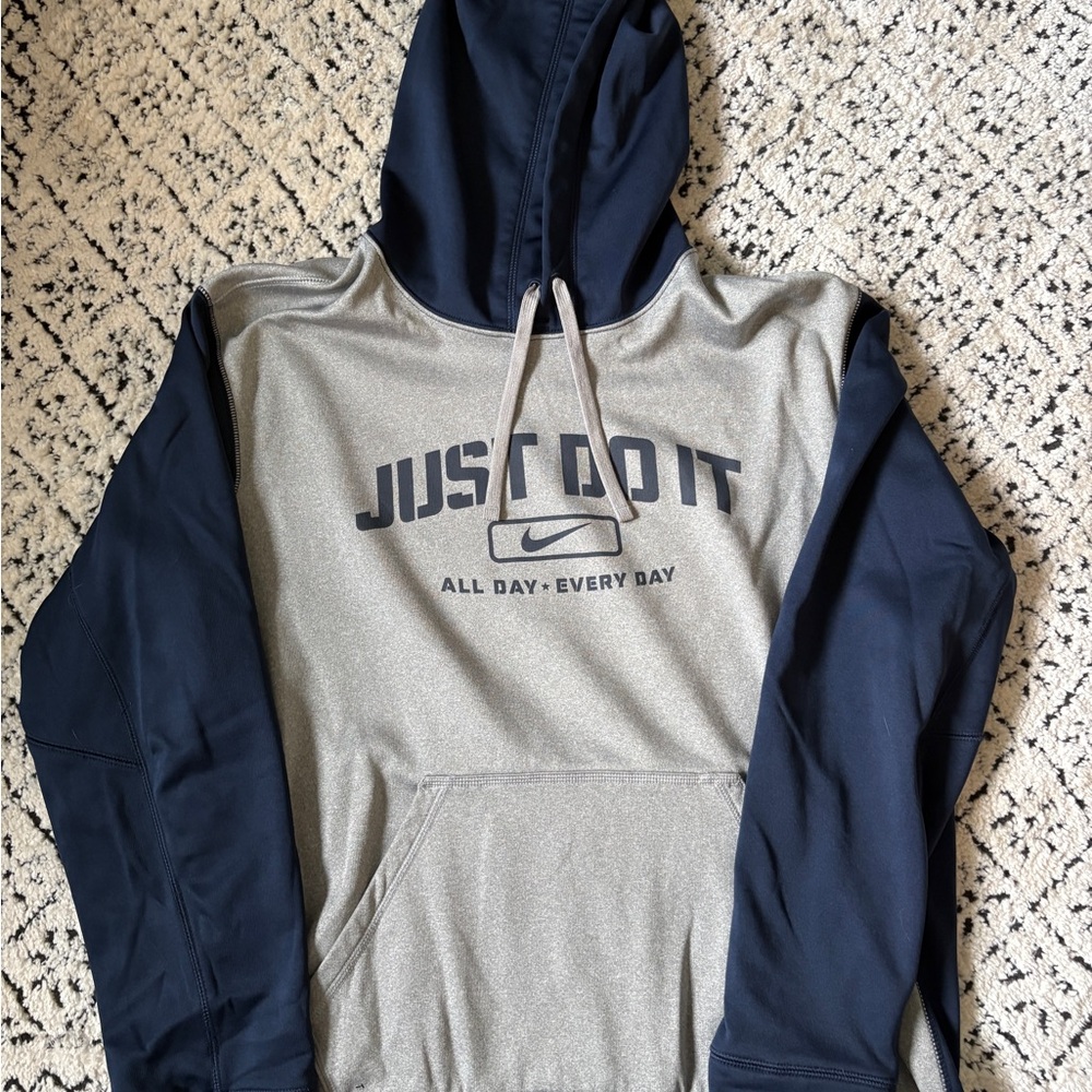 Mens Nike Therma-Fit Hoodie - Grey/Blue